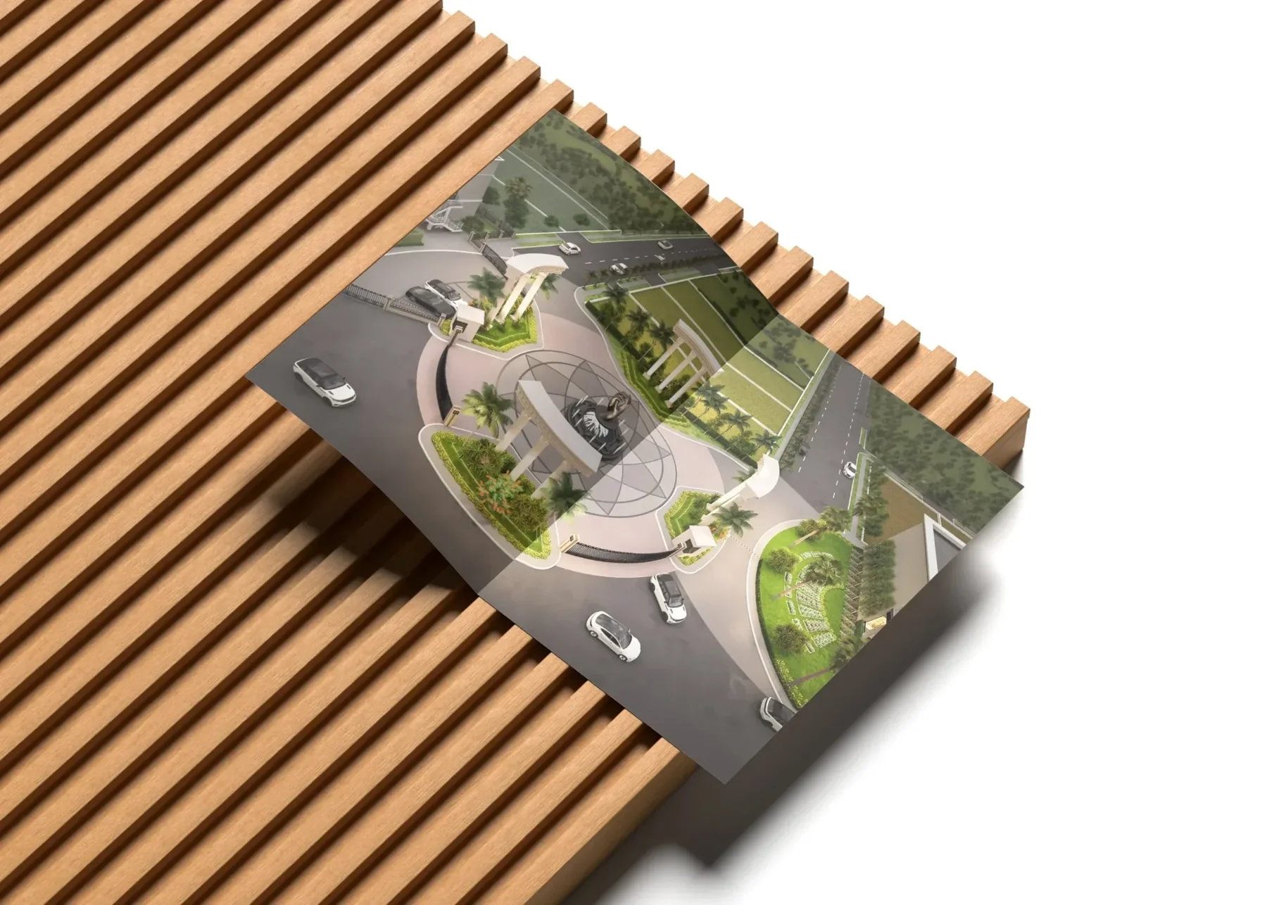 Township aerial layout page in brochure design for Mexmon Palm City