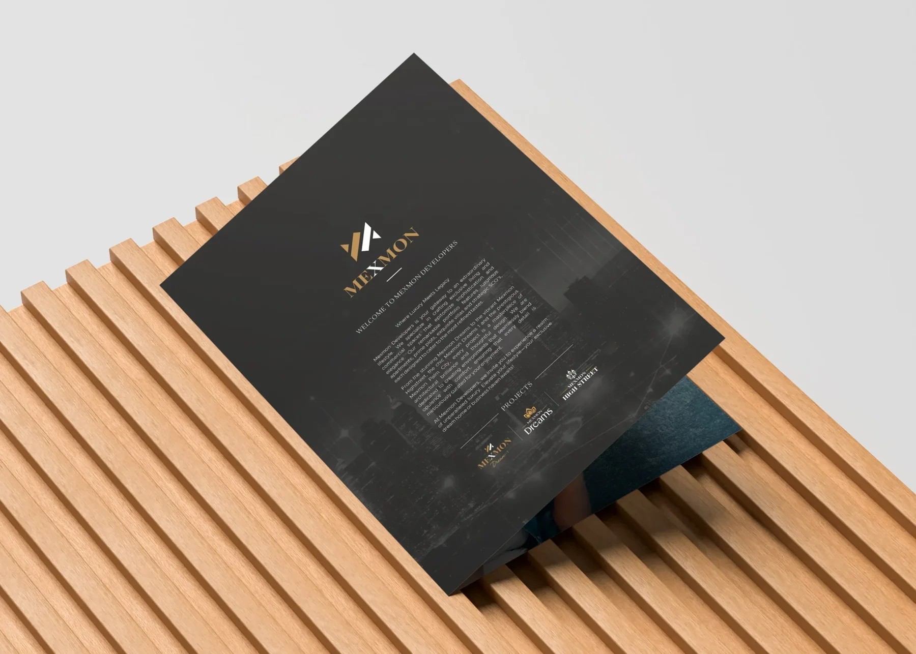 Real estate company profile brochure design for Mexmon Developers